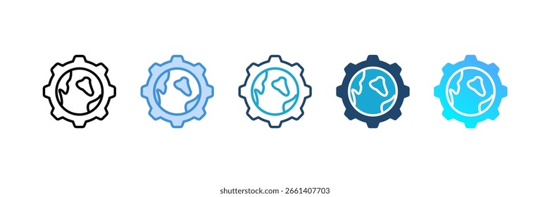 Earth Gear icon set multiple style collection