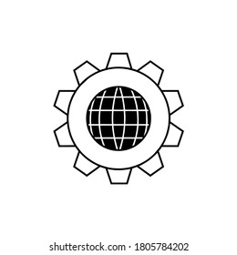 earth and gear icon vector illustration logo template