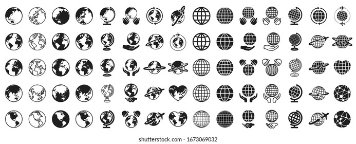 
Earth Global Black and White Set svg