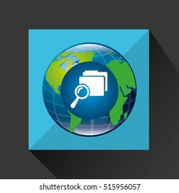 earth global search folder connected media vector illustration eps 10