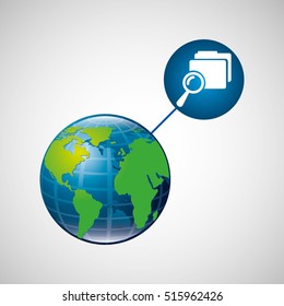 earth global search folder connected media vector illustration eps 10