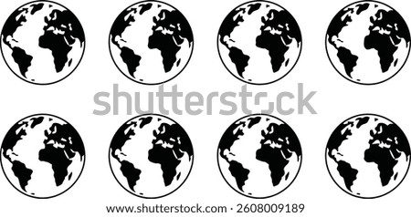 Earth Global Set | Featuring Iconic Google Earth Symbol | Stylish Black and White Earth Set | Modern Earth Map Set in Black and White