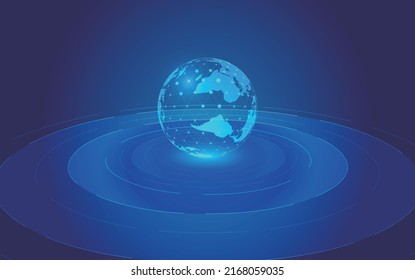 Earth globalization technology concept floating on coil turntable