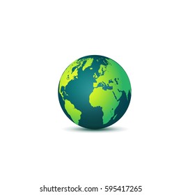Earth globe. 3D effect planet Earth icon with smooth gradients. Vector illustration