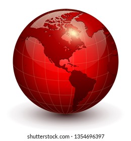 Earth Globe 3d Icon Glossy Red Stock Vector (Royalty Free) 1354696397 ...