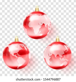 Earth globe 3D icon, glossy planet, realistic vector illustration.