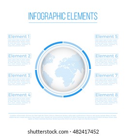 Earth Globe 3D Infographic Template. Vector Illustration