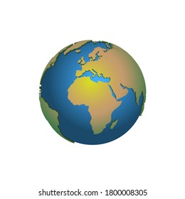 Earth globe. 3D Earth map. World map. Planet. Vector illustration