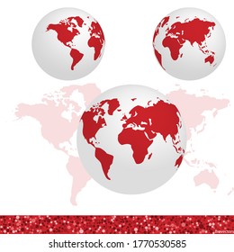 Erde-Globus 3D-Vektorgrafik Erde mit verschiedenen Kontinenten für Nachrichten- und Geografie-Projekte und Grafikdesign.