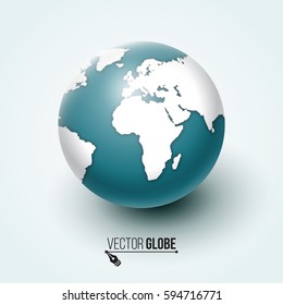 Earth globe. 3d world planet. Concept of route, landmark, adventure, explore, travel. Vector illustration.