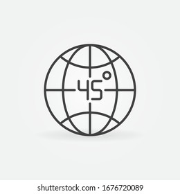Plano terrestre y signo de ángulo de 45 grados - icono o símbolo de contorno vectorial