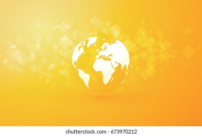 Earth globe abstract yellow background