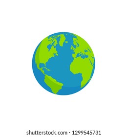 earth globe american continent, africa and europe isolated white background, flat style design