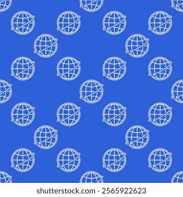 Earth Globe and Arrow Around vector concept seamless pattern in outline style