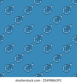 Earth Globe and Arrow vector concept blue seamless pattern