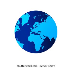 Earth globe with blue color vector illustration. world globe. World map in globe shape. Earth globes Flat style.