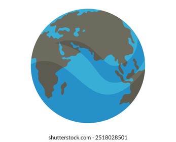 Die Erdkugel mit blauen Ozeanen und braunen Kontinenten illustriert den Planeten. Ideal für Geografie, Umwelt, Bildung, globales Bewusstsein, Nachhaltigkeit. Flacher Vektorstil mit klaren, einfachen Farben