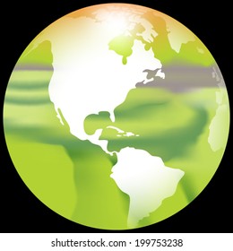 Earth Globe with a blurred rice paddies texture vector illustration