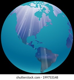 Earth Globe with a blurred sea texture vector illustration