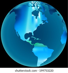 Earth Globe with a blurred sea texture vector illustration