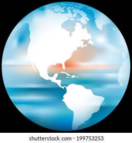 Earth Globe with a blurred sea texture vector illustration
