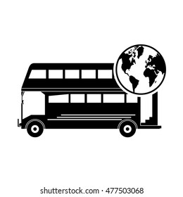 earth globe and bus icon
