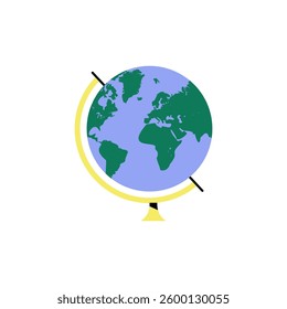 Earth Globe Cartoon Illustration. Flat Vector Illustration.