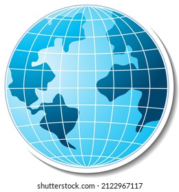 Earth globe cartoon sticker on white background illustration