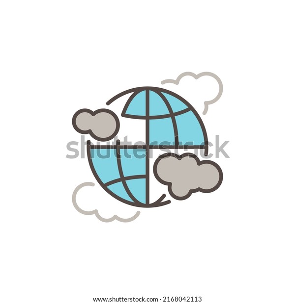 Earth Globe with Clouds vector concept modern\
icon or design element