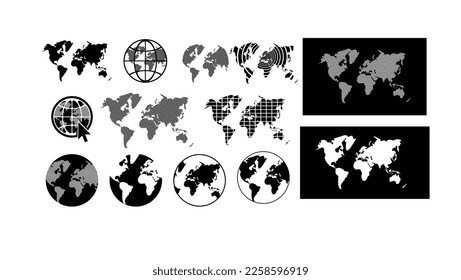 earth globe collection vector silhouettes