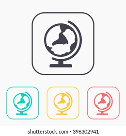 Earth globe color icon set 