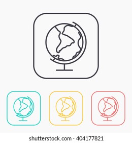 Earth globe color icon set 