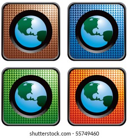 iconos web cuadrados de color globo terrestre