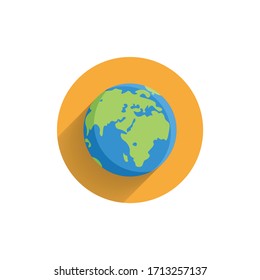 earth globe colorful flat icon with shadow. earth icon