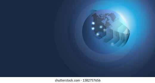 Earth Globe Concept Design - Abstract Business or Technology Background with Arrows - Vector Illustration 