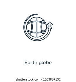 Earth globe concept line icon. Linear Earth globe concept outline symbol design. This simple element illustration can be used for web and mobile UI/UX.