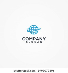 Earth globe concept logo design with sparkles