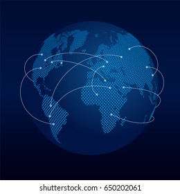 Earth Globe with Connection Lines. Vector Illustration