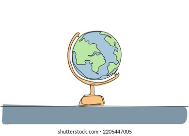 Earth globe. Continuous one line drawing of world map minimalist vector illustration design on white background. Isolated simple line modern graphic style. Hand drawn graphic concept for education
