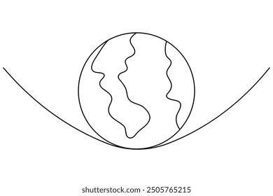 Earth globe continuous one line drawing of isolated outline vector icon