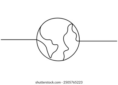 Dibujo continuo de una línea del globo terráqueo del icono aislado del Vector del contorno