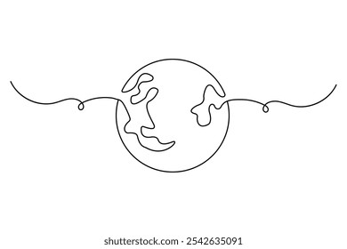 Desenho contínuo de uma linha do globo terrestre de ilustração isolada do vetor do contorno