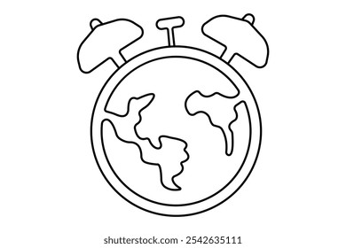 Earth globe continuous one line drawing of isolated outline vector illustration