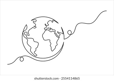 Earth globe  continuous one line drawing