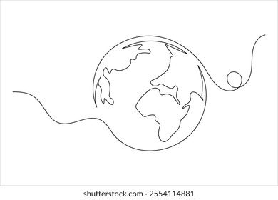 Earth globe  continuous one line drawing