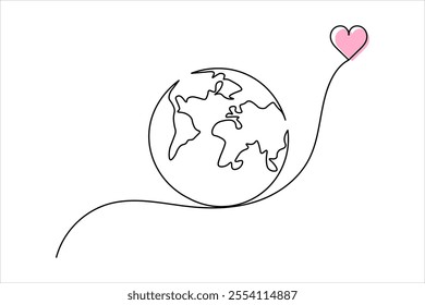 Earth globe  continuous one line drawing