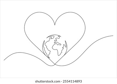 Earth globe  continuous one line drawing