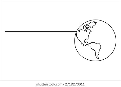 Earth globe continuous one line art drawing of world map line art minimalist vector illustration
