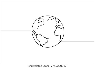 Erdkugel kontinuierliche einzeilige Kunstzeichnung der Weltkarte Linie Kunst minimalistische Vektorgrafik
