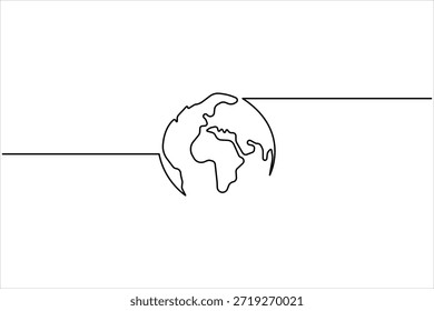Earth globe continuous one line art drawing of world map line art minimalist vector illustration
